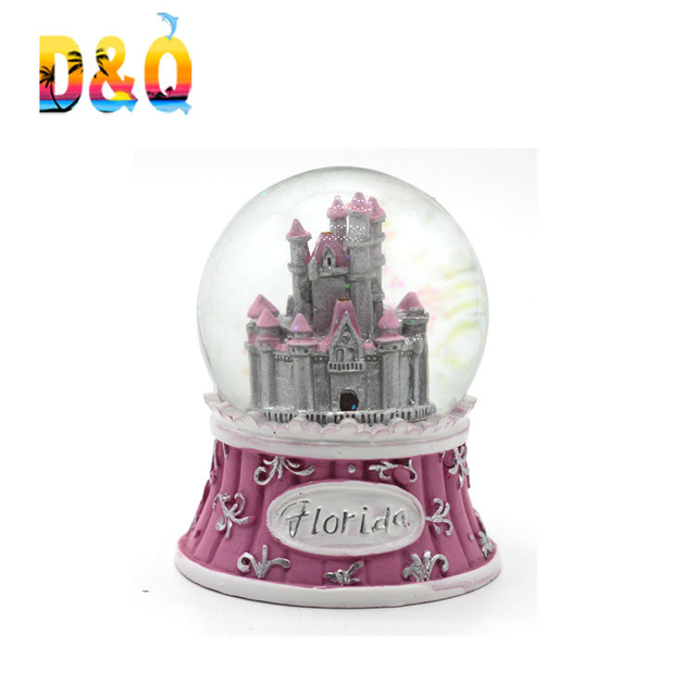 Custom Souvenir Gift Resin Castle Building Florida Snow Globe