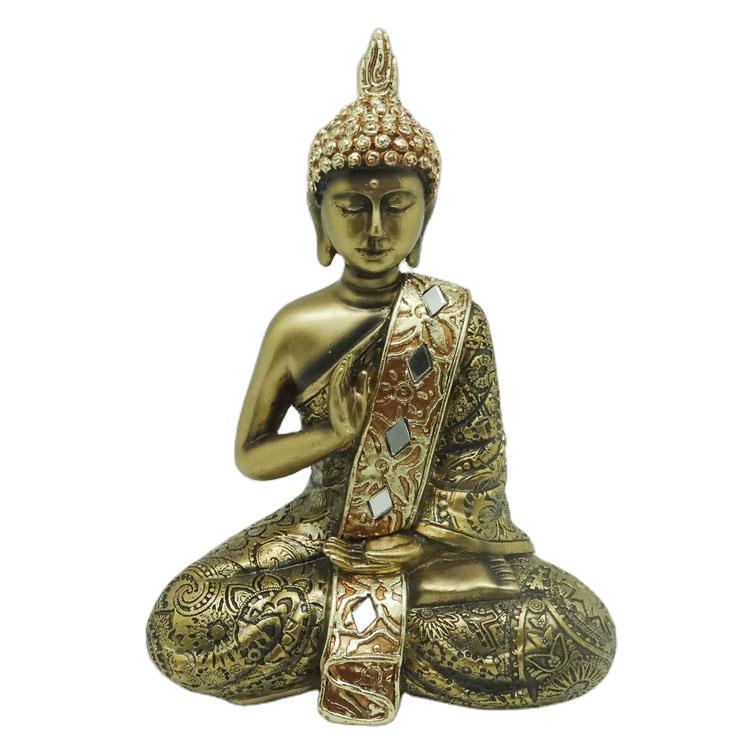 Home Decor Religious Craft Sitting Buddha Resin Gold Color Statues Buddha Statue