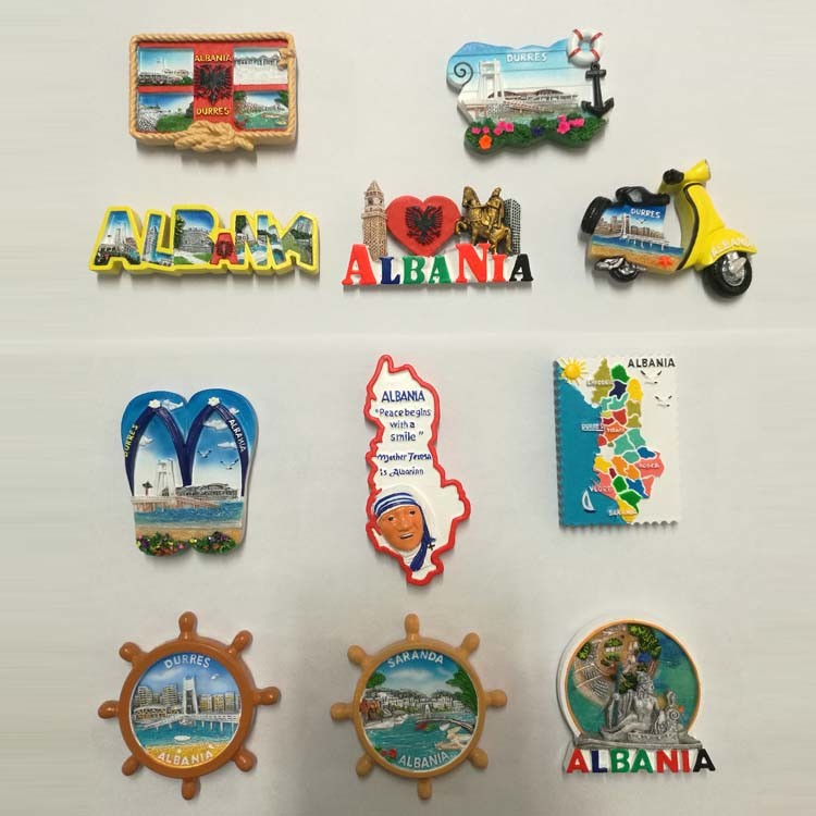 Factory Custom Resin Refrigerator Magnet Albania Souvenir Fridge Magnet