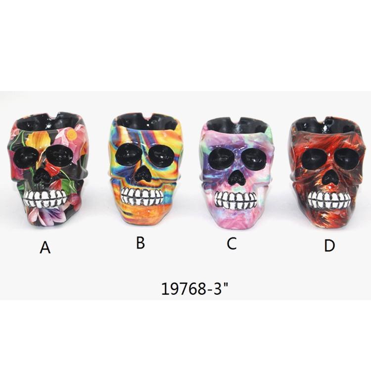 Wholesale Custom Decal Design Halloween Home Decoration Resin Skull Ashtray