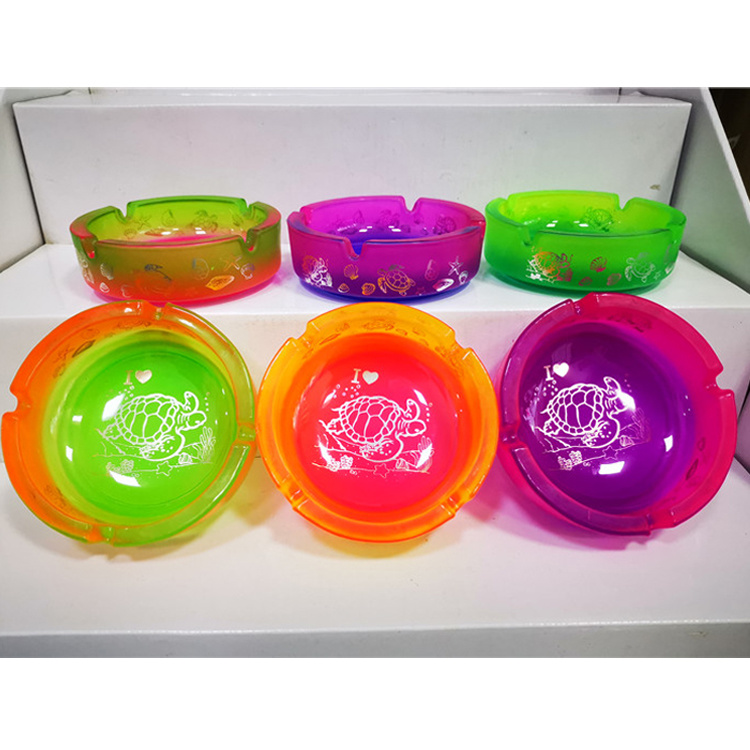 Wholesale Souvenir Gift Custom Logo Round Colorful Glass Ashtray