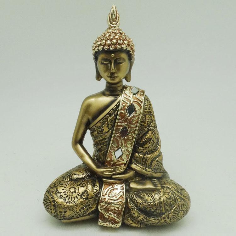 Retro Resin Craft Gold Budha Statue Home Decor