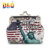 Custom Printed Leather Wallet Women Kiss Lock Coin Purse