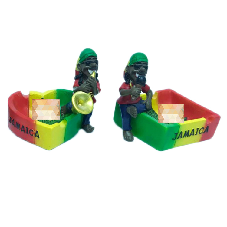 Factory Direct Portable Jamaica Hip Hop Man Rasta Ashtray Custom Resin Ash Tray