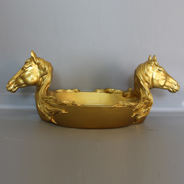 Wholesale Horse Shape Gold Decor Tray Resin Decorative Plates