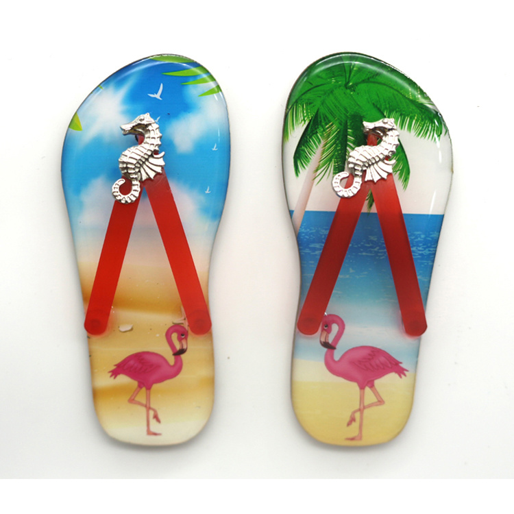 Tropical Hawaii Aloha Tourist Souvenir Flip Flop Epoxy Fridge Magnet