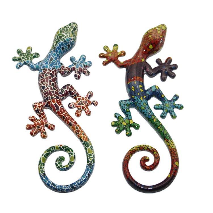 Animal Wall Hanging Colorful Design Resin Figurine Gecko Wall Art Gecko Decor