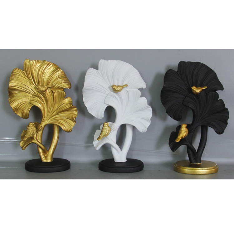 Factory Wholesale Luxury Resin Gold Leaf Statue Handicraft Decoration Home Decoration Gift