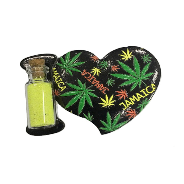 Custom Printed Resin Tourist Jamaica Grenada Souvenir Fridge Magnet with Sand Bottle