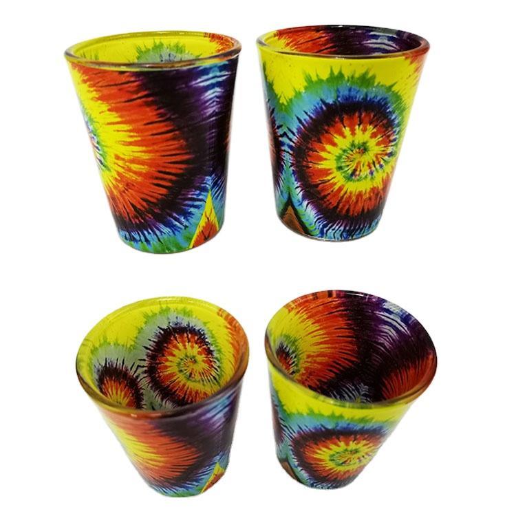 New Design Personalized Tie Dye Colored Tourist Souvenir Gift Shot Glass