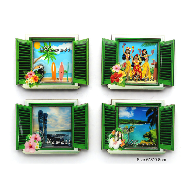 Wholesale Wood Beach Design Hawaii Hula Girl Souvenir Fridge Magnet