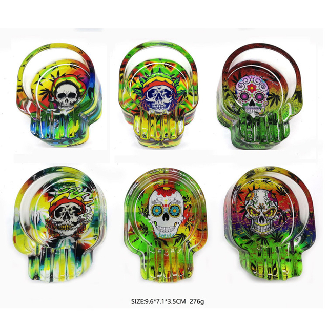 Custom Logo Portable Souvenir Glass Skull Ashtray