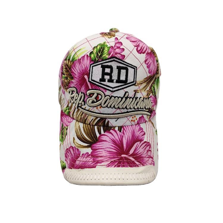 Custom Fashion Cotton Embroidered Logo Beach Souvenir Floral Sports Cap Flower Baseball Cap