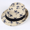 Custom Logo Natural Palm Tree Summer Beach Jazz Hats Paper Straw Fedora Hat Wholesale