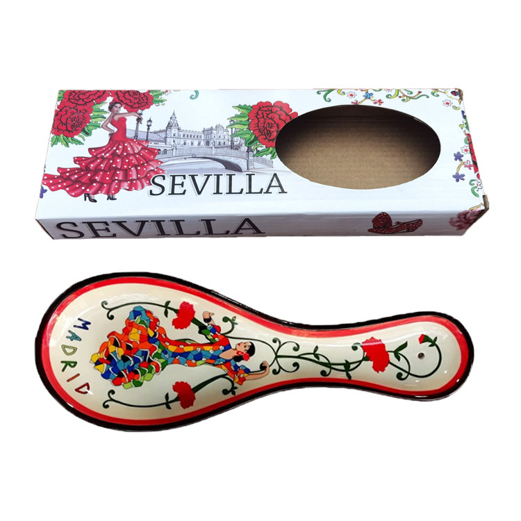 Customized Pattern Tourist Souvenir Ceramic Spoon Rest for Kitchen