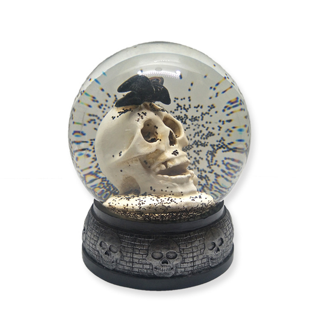 Customized Resin Pumpkin Skull Halloween Snow Globe for Holiday Decor