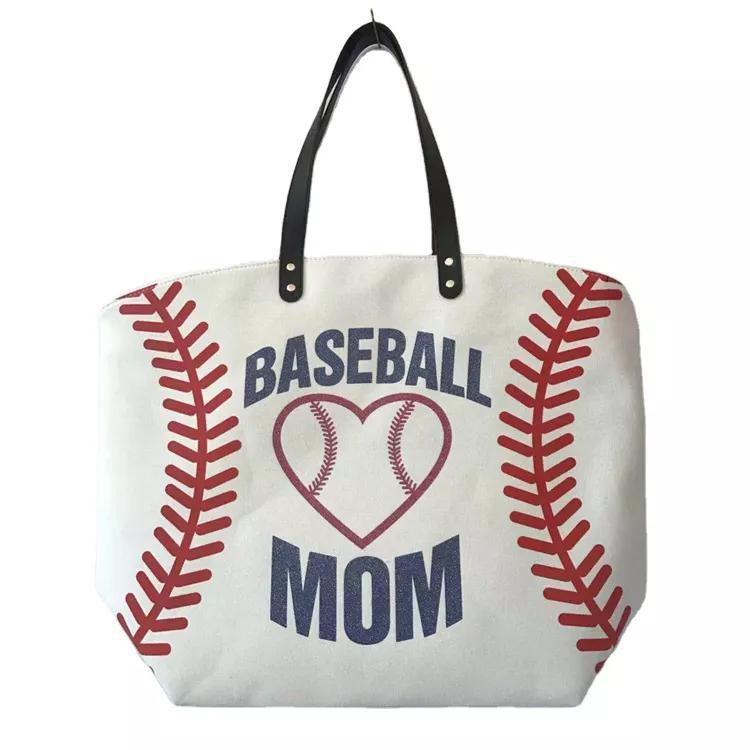 Women Canvas Travel Beach Large Sports Baseball Tote Bag