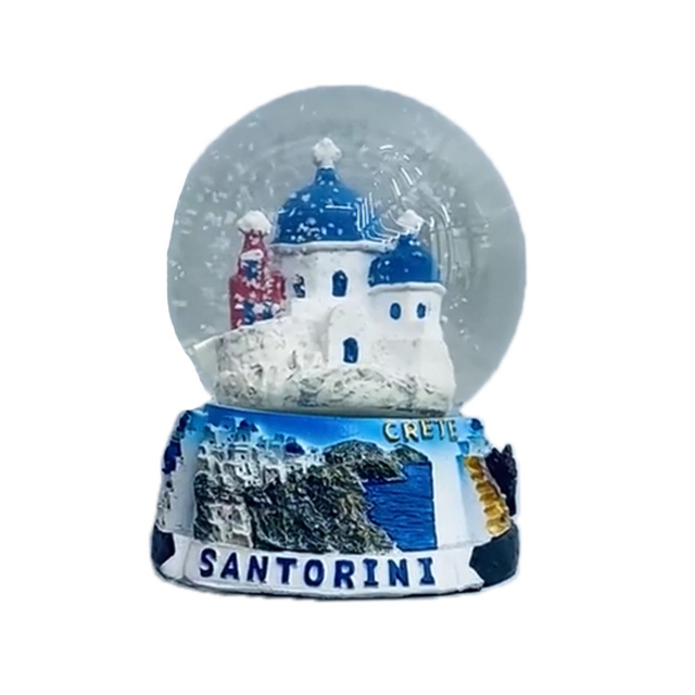 Customized Resin 3D Landscape Santorini Greece Souvenir Snow Globe