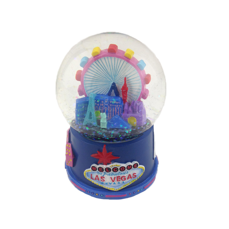 Custom Resin 3D Building Souvenir Las Vegas Snow Globe