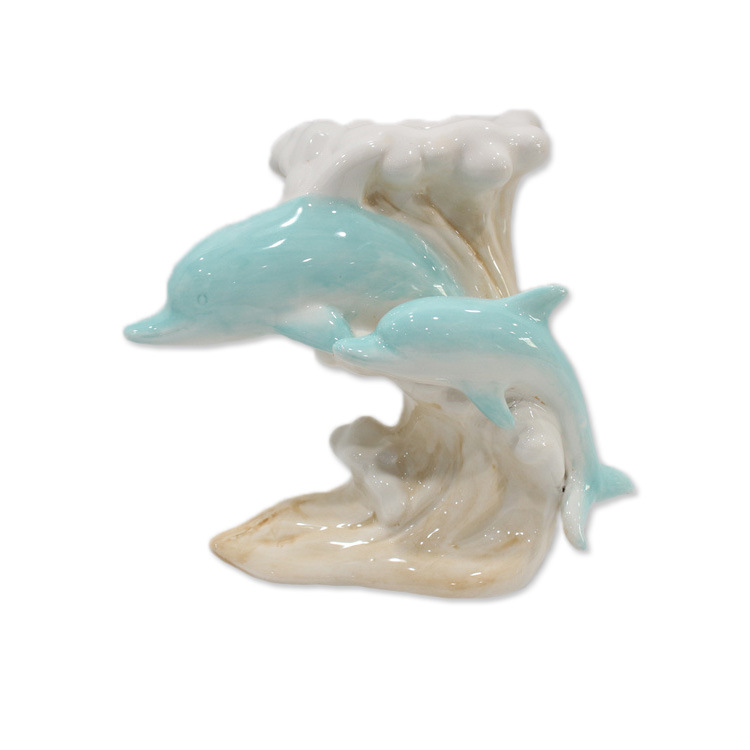 Tropical Beach Ocean Style Animal Craft Home Decor Ceramic Dolphin Figurine