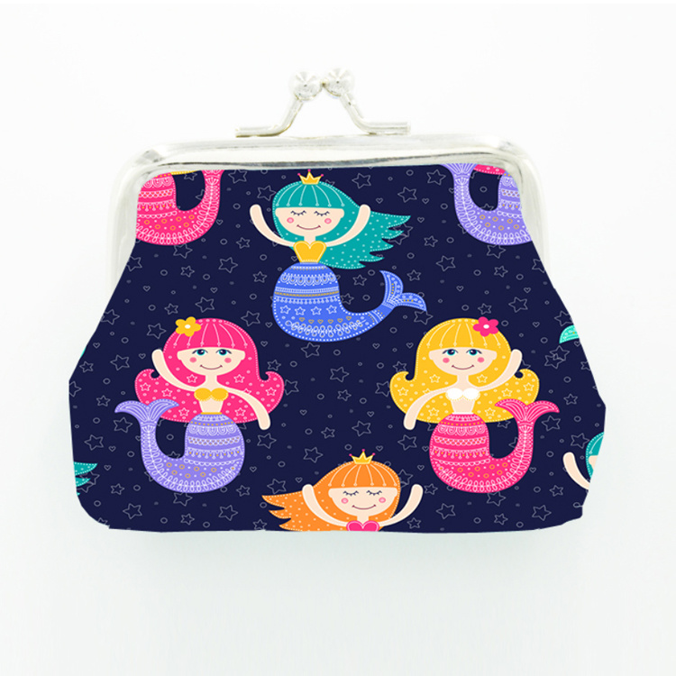 Custom Printing PU Leather Cute Girl Mermaid Coin Purse