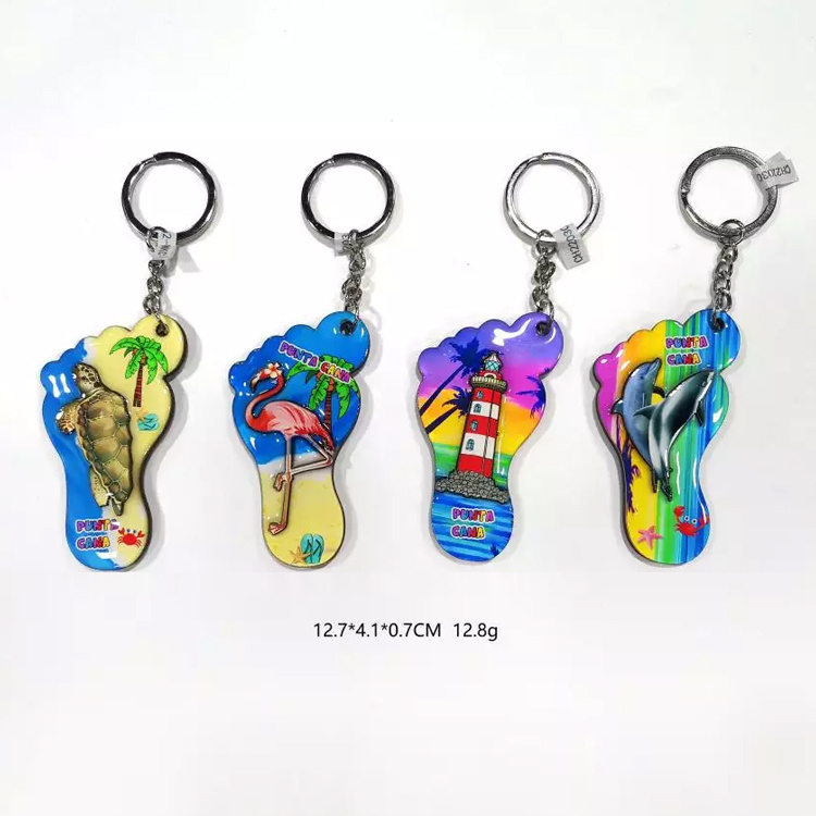 Wholesale Wood Epoxy Tourist Beach Souvenir Dolphin Keychain