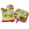 Custom Logo Printed Kitchen Heat Resistant Cotton Oven Mitts and Pot Holders Sets