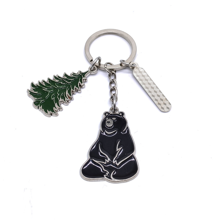 Wholesale Custom Logo Zinc Alloy Souvenir Black Bear Keychain