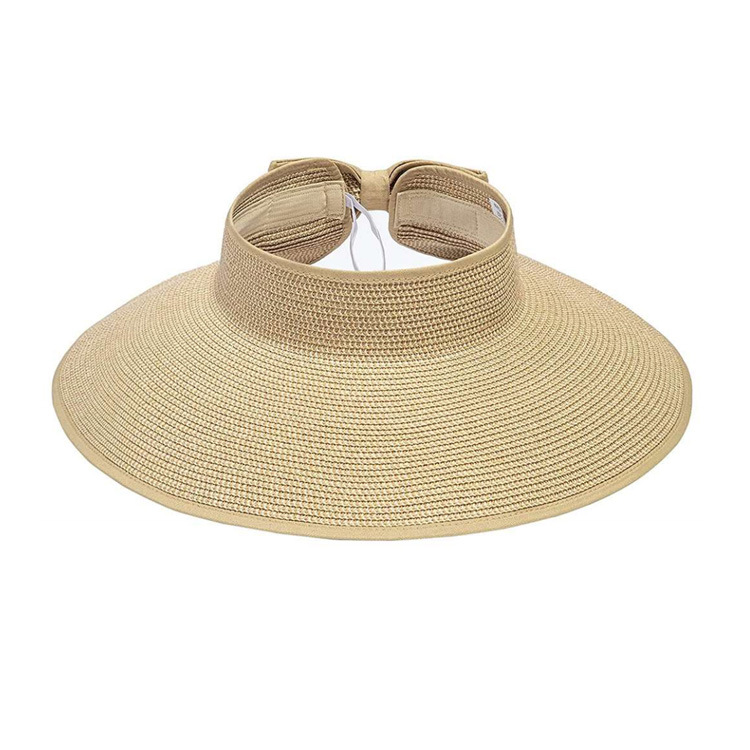 Wholesale Custom Fashion Summer Beach Foldable Sun Straw Visor Hat for Women