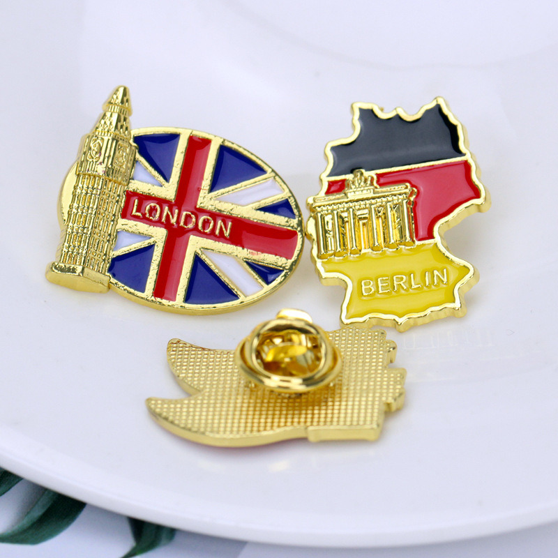 Wholesale Flag Tourist Souvenir Badge Custom Metal Epoxy Badge