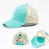 Wholesale Cross Ponytail Baseball Cap Women′s Spring Summer Sunscreen Washed Hole Mesh Hat