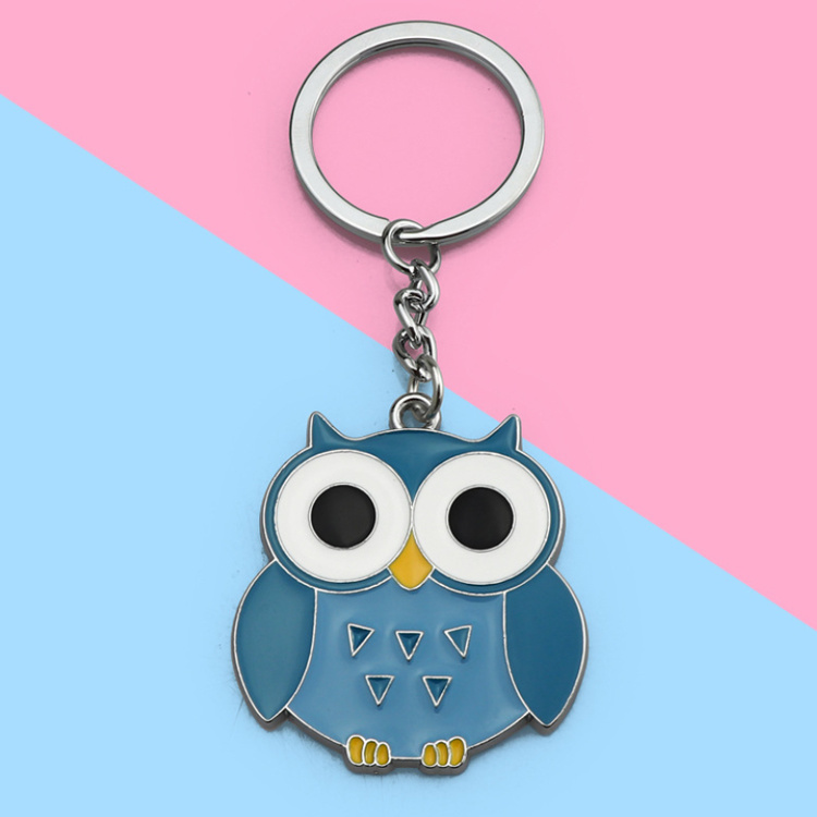 Custom Animal Shape Key Holder Souvenir Gift Enamel Painted Metal Good Luck Owl Keychain