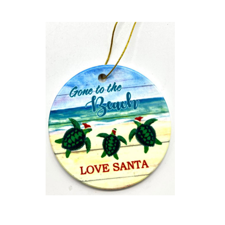 Wholesale Custom Printing Beach Souvenir Ceramic Christmas Ornament