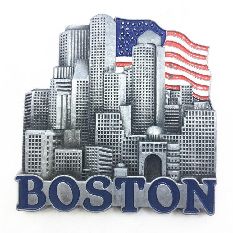 Wholesale Custom Shape Metal USA City Souvenir Boston Keychain