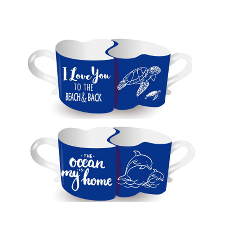 Custom Logo Couple Heart Shaped Mug Souvenir Half Cup