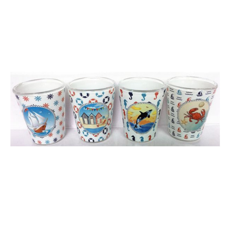 Wholesale 2 Oz Sublimation Beach Souvenir Shot Glass Custom Full Color Printed Shot Glasses