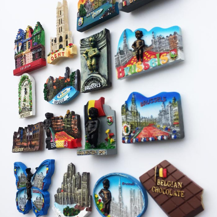 Europe Country Landscape Building Resin Hand Painted Brussels Belgium Souvenir Fridge Magnet