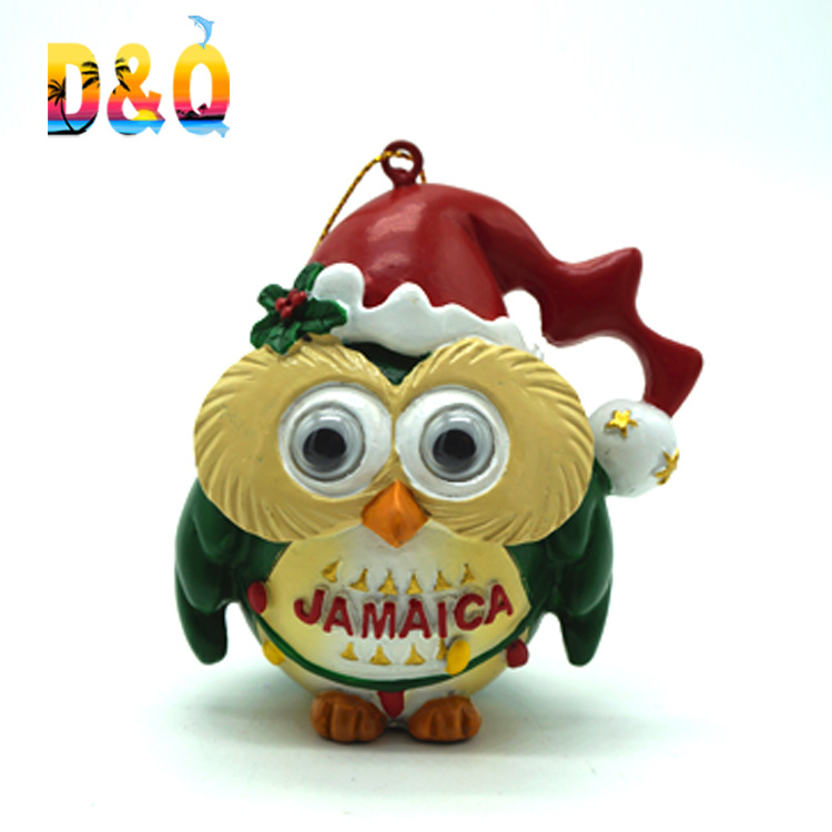 Polyresin Christmas Tree Hanging Custom Made Resin Animal Owl Christmas Ornament