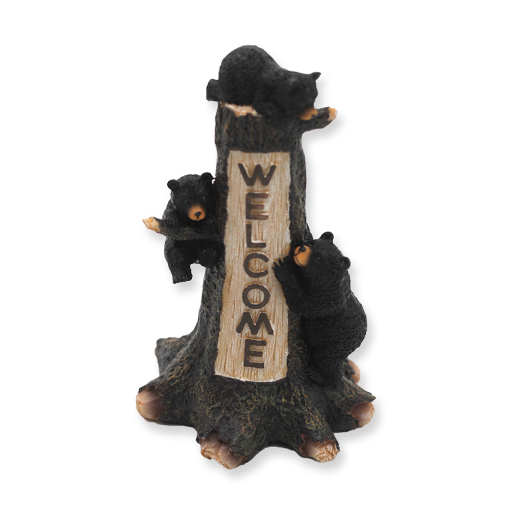 Home Garden Decorative Custom Wild Animals Sculpture Resin Black Bear Statue