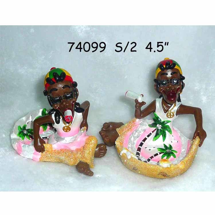 Resin Jamaica Statue Tourist Funny Rasta Ashtray for Souvenir