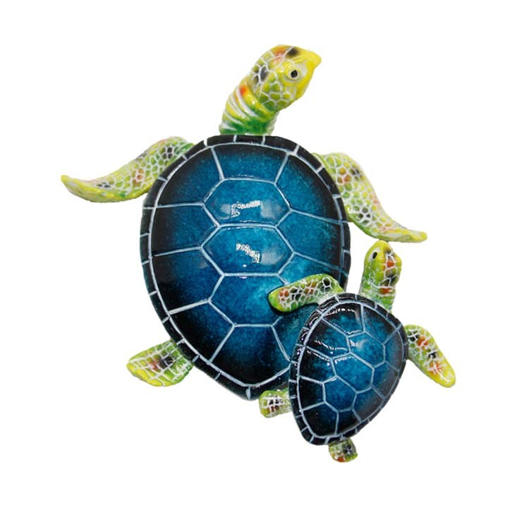 Home Decor Resin Large Full Color Printed Blue Sea Turtle Statue for Beach Souvenir