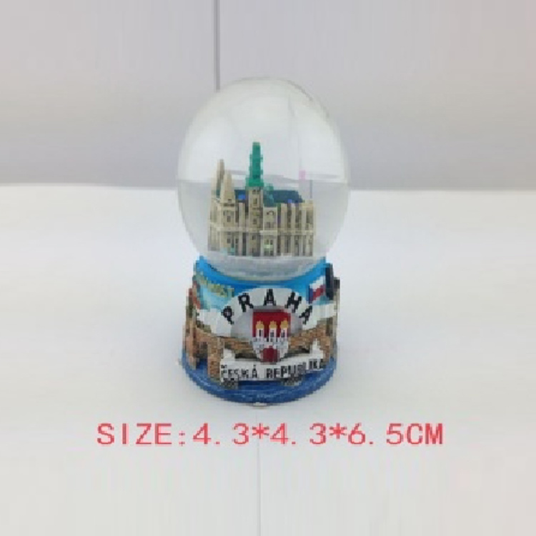 Custom Design Cheap Prague Praha Souvenir Resin Building Snow Globe