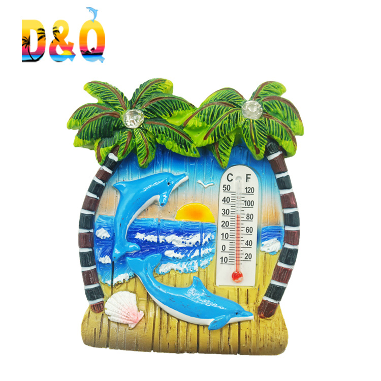 Resin Tourism Gift Beach Souvenir Fridge Magnet with Thermometer