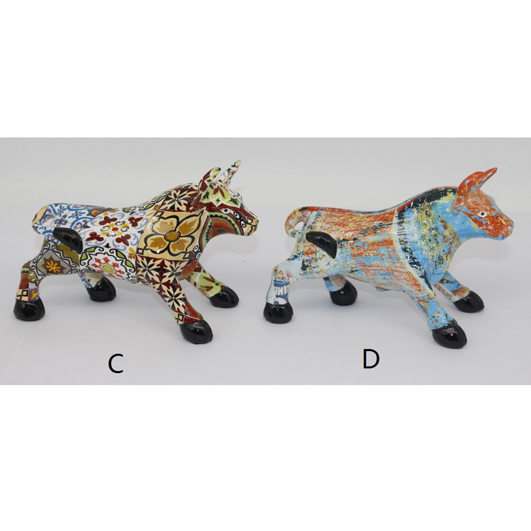 Custom Home Decorative Cattle Sculpturecolorful Resin Cow Statue