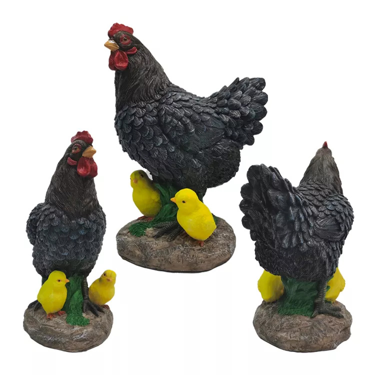 High Quality Custom Animal Sculpture Resin Chicken Garden Statues