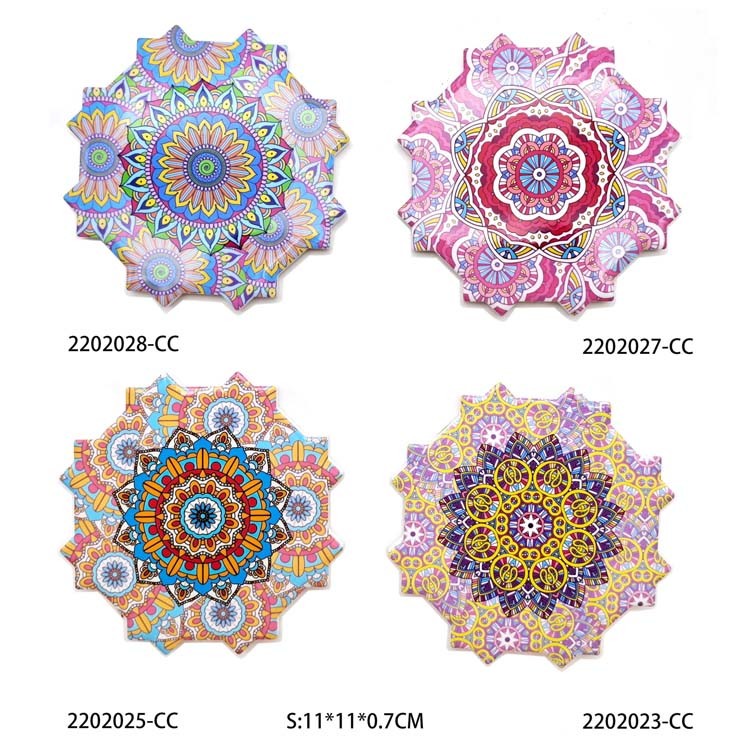 2022 Amazon Hotsale Ceramic Round Coaster Mandala Design Custom Sublimation Coasters