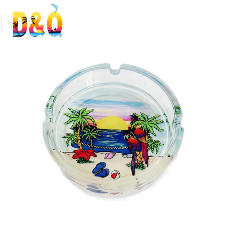 Custom Logo Jamaica Rasta Souvenir Leaf Shape Glass Ashtray