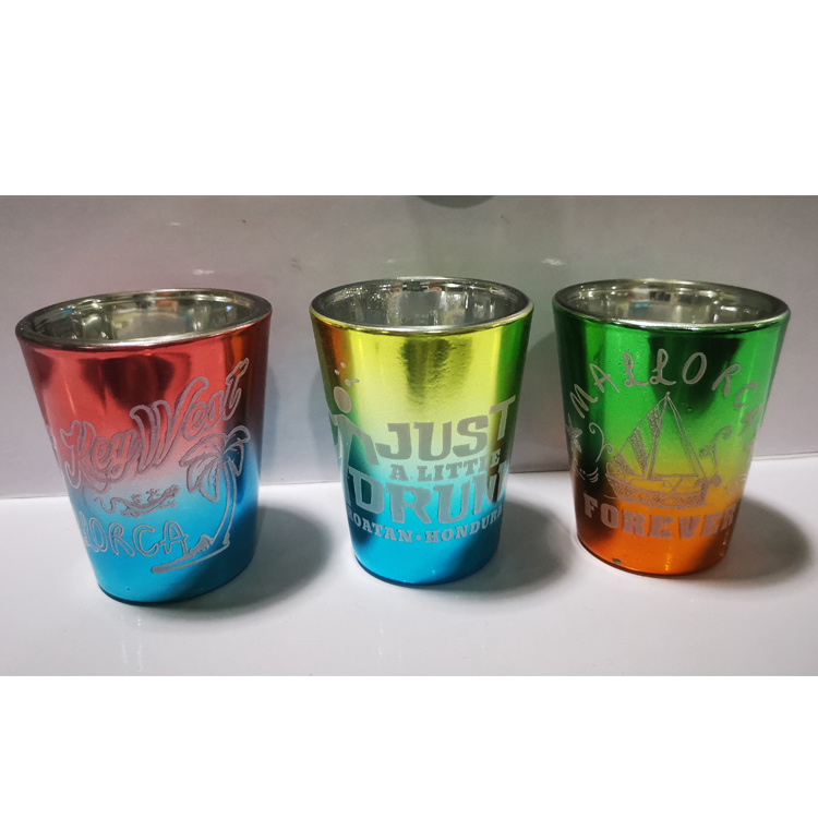 Custom Decal Design Souvenir Electroplate Color Shot Glass