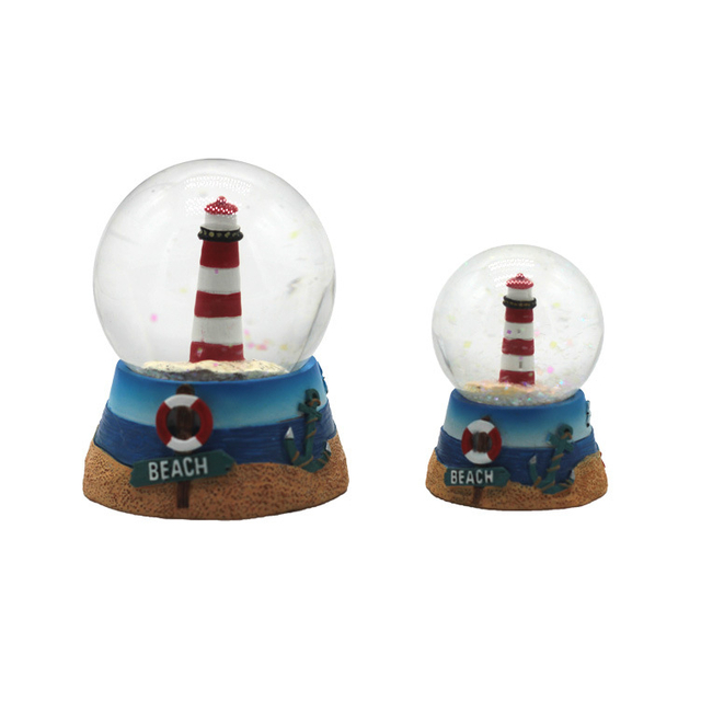 Customized Nautical Craft Resin Beach Lighthouse Snow Globe