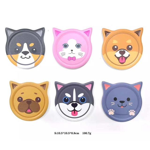 Custom Ceramic Animal Drink Coaster Set Unique Shape Cute Cat Dog Head Coasters